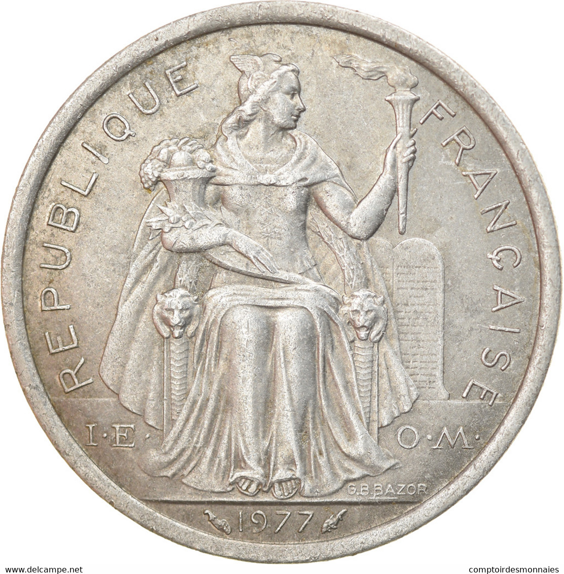 Monnaie, Nouvelle-Calédonie, 2 Francs, 1977, Paris, TB+, Aluminium, KM:14 - New Caledonia