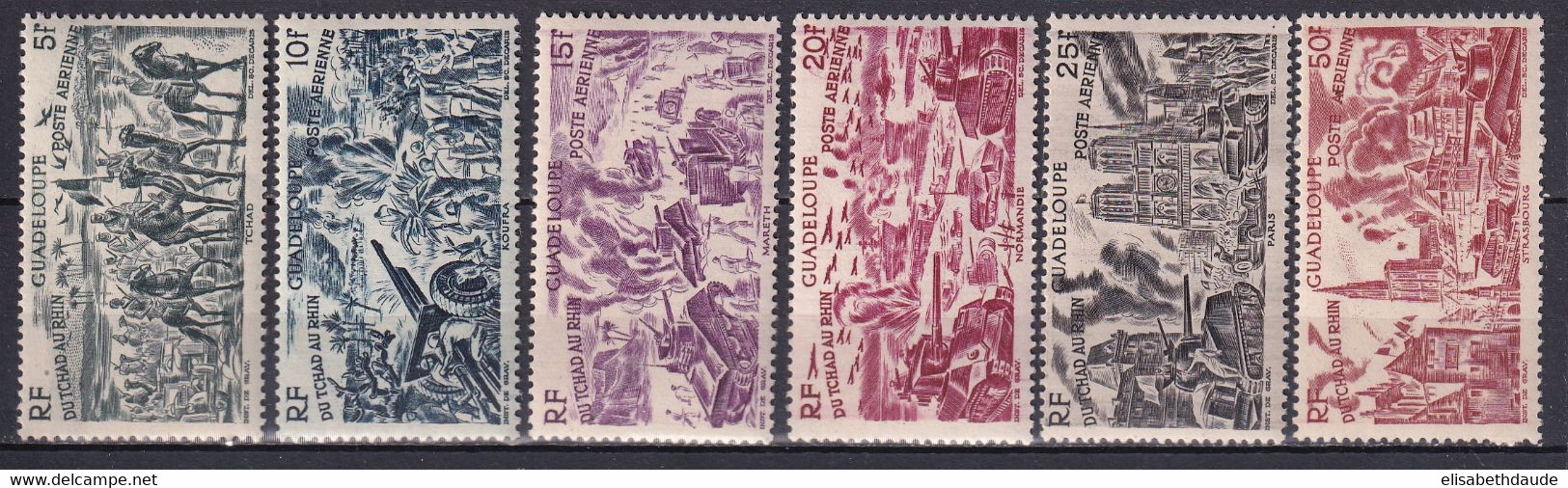 GUADELOUPE - 1946 - TCHAD AU RHIN - YVERT N° 7/12 * MLH - COTE = 11.5 EURO - Ungebraucht