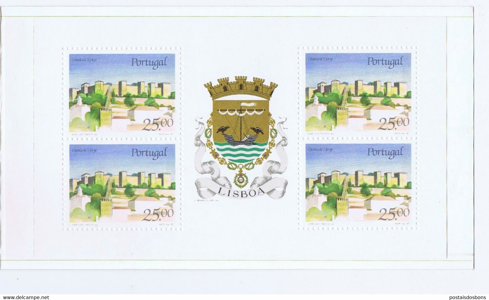Cx 11 Pinus) Portugal 25$00 X4 Caderno Castelo De S. Jorge ARMAS DE LISBOA CTT - Sonstige & Ohne Zuordnung