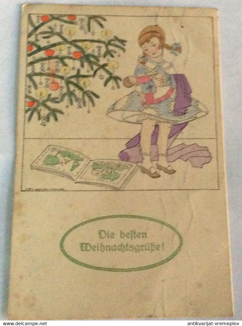 POSTCARD Illustrators - Signed > Koehler, Mela WEINACHTEN CHRISTMAS GIRL DOLL TOY M.MUNK 1187.AK OLD USED POSTCARD 1919 - Koehler, Mela