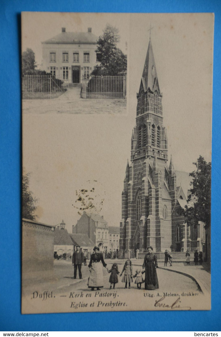 Duffel 1905: Kerk En Pastorij - Eglise Et Presbytère Animée - Duffel