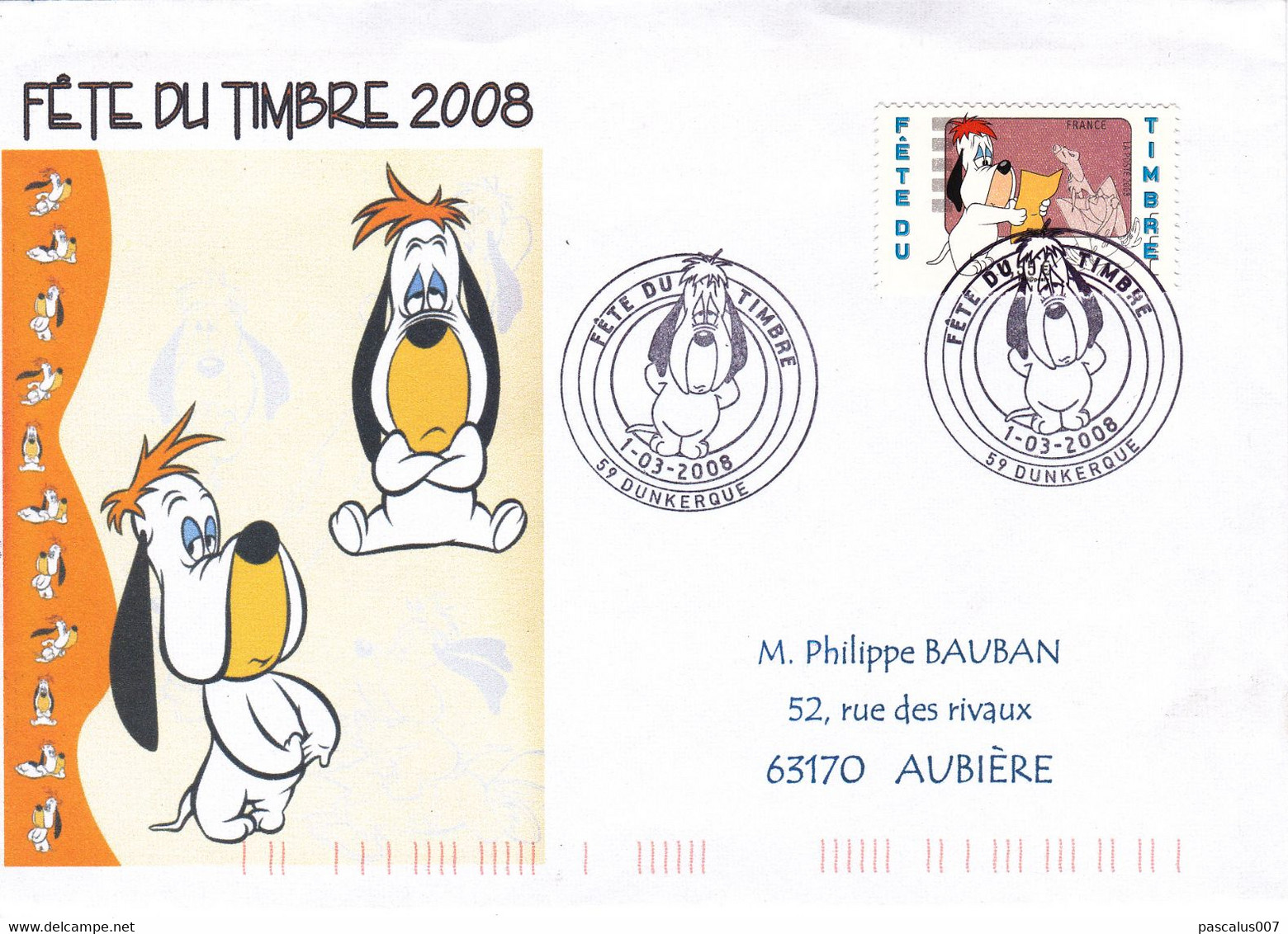 B01-290 France PTT 4146  BD Rare Droopy Tex Avery Fête Du Timbre FDC 01-03-2008 59 Dunkerque - Collectors