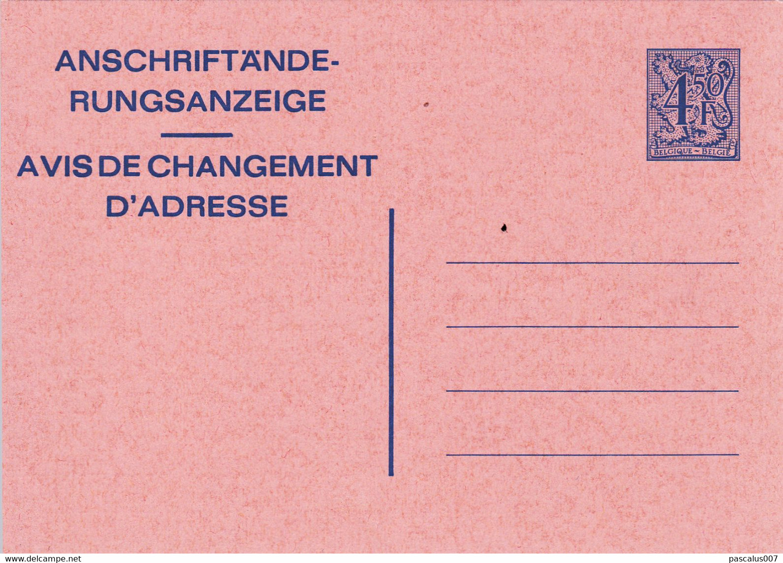 B01-290 AP - Entier Postal - Changement D'adresse N° 21 AF - Bericht Van Adresverandering - Adressenänderungen