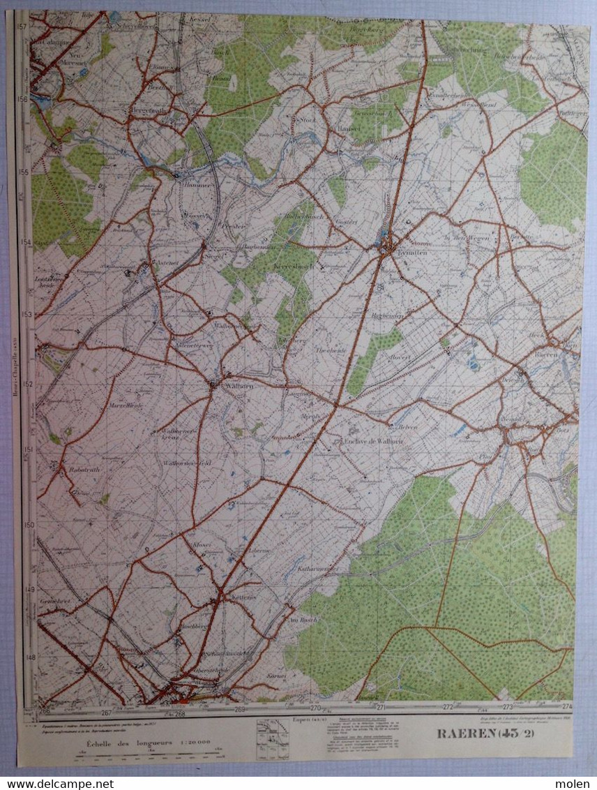 Situation1931 RAEREN CARTE ETAT MAJOR 43/2 EYNATTEN HAUSET HERGENRATH KELMIS ASTENET WALHORN KETTENIS NEUDORF EUPEN S694 - Raeren