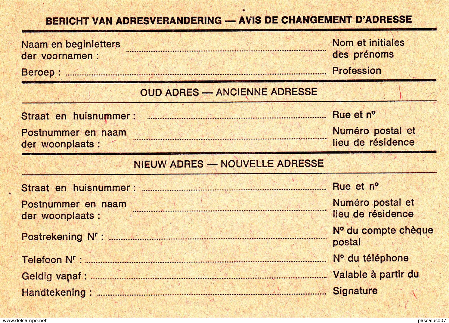 B01-290 AP - Entier Postal - Changement D'adresse N° 22 NF - Bericht Van Adresverandering - Adreswijziging