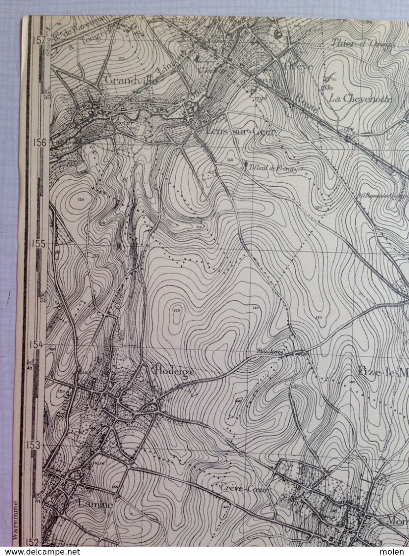 Situation 1903 MOMALLE CARTE D ETAT MAJOR 41/4 OREYE GRANDVILLE HODEIGE LAMINE REMICOURT JENEFFE ROLOUX VELROUX S682 - Remicourt