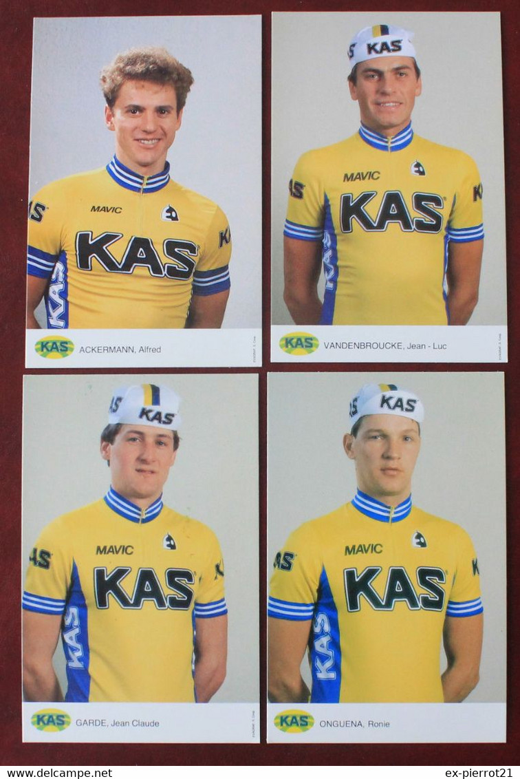 Cyclisme : 4 Cartes Equipe KAS   Dont Vandenbroucke, Onguena, J.C.Garde - Cyclisme