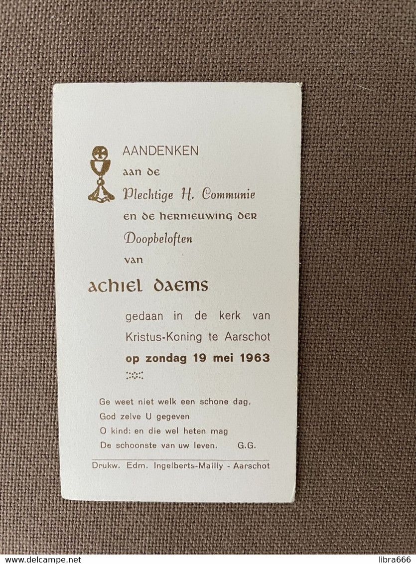 Communie - Achiel DAEMS - 19 Mei 1963 - Kerk Van Kristus-Koning - AARSCHOT - Communion