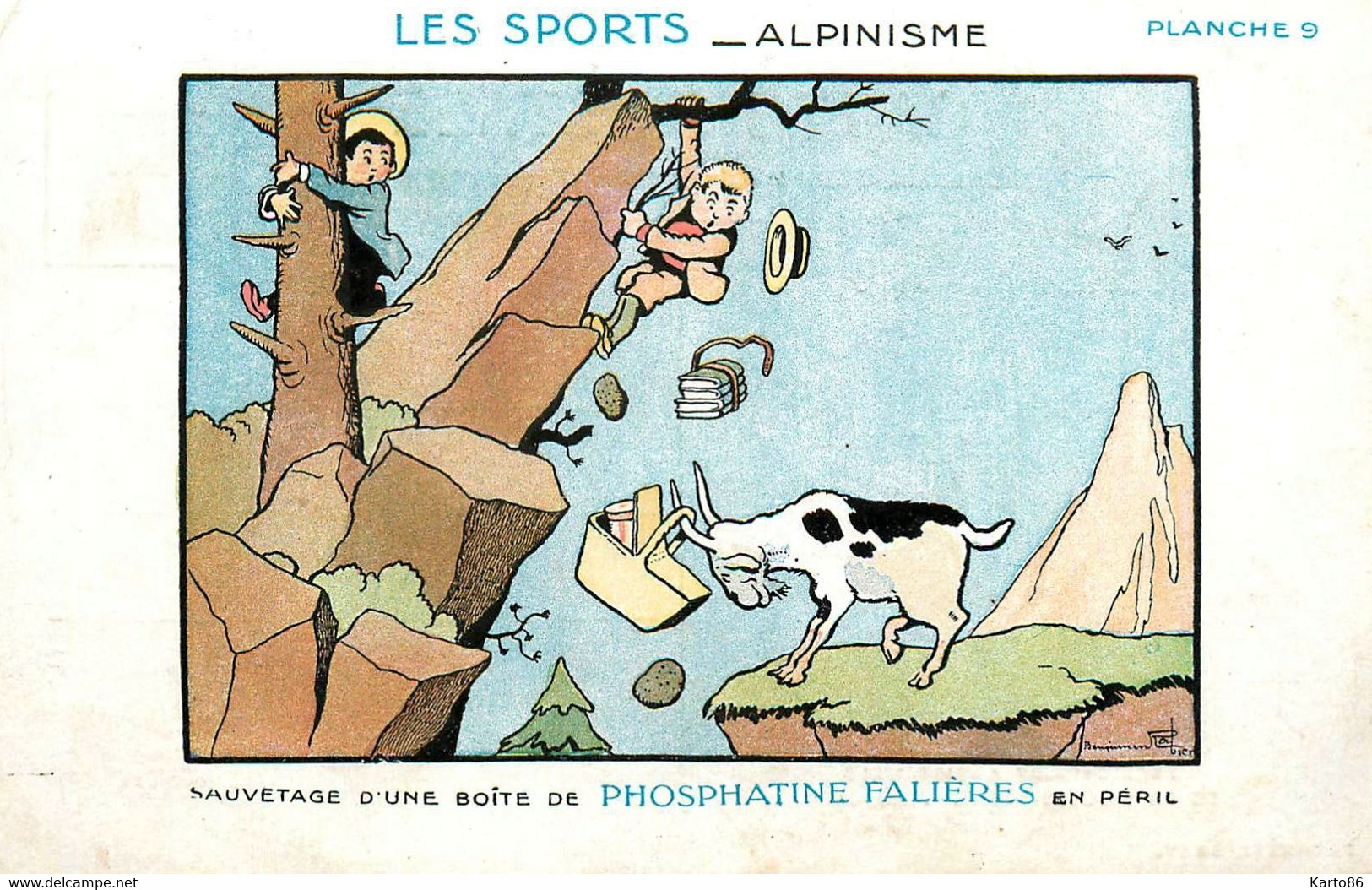 Benjamin RABIER * CPA Illustrateur * Les Sports : ALPINISME * Alpinisme Alpiniste * Pub Phosphatine Falières - Rabier, B.