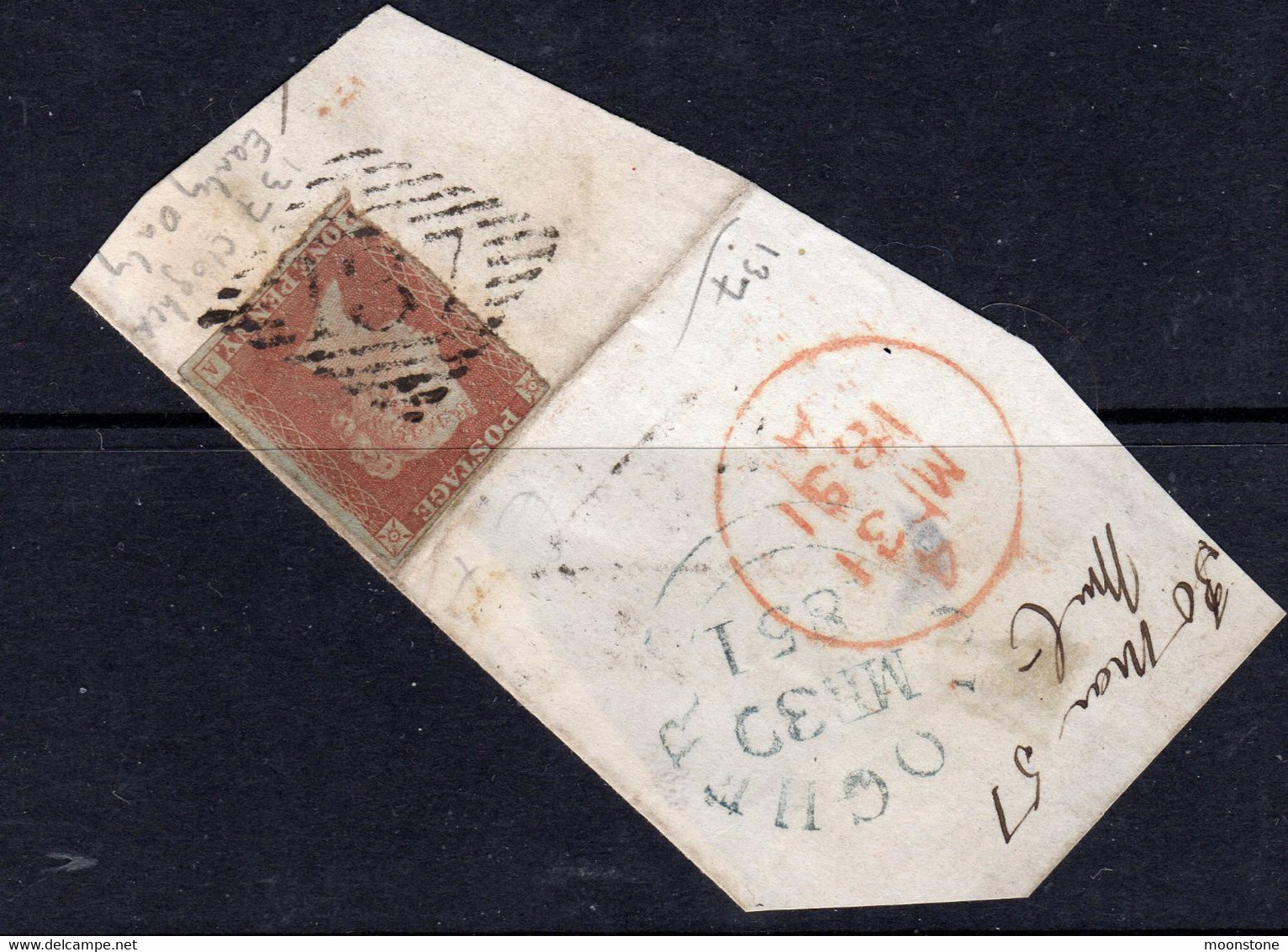 Ireland 1844 Numeral Cancellations: 137 Clogher Tyrone On Piece, 1841 1d Red Imperf, 3 Margins, PA, SG 8/12 - Prefilatelia