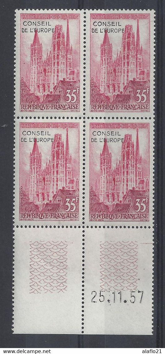 SERVICE N° 16 - Bloc De 4 COIN DATE - NEUF SANS CHARNIERE - 25/11/57 - Service