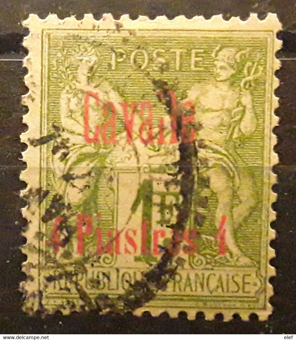 CAVALLE 1893, Type SAGE SURCHARGÉ,Yvert No 8, 4 Piastres Sur 1 F Olive SUPERBE VARIETE " Cavaile " Obl,  TB - Used Stamps