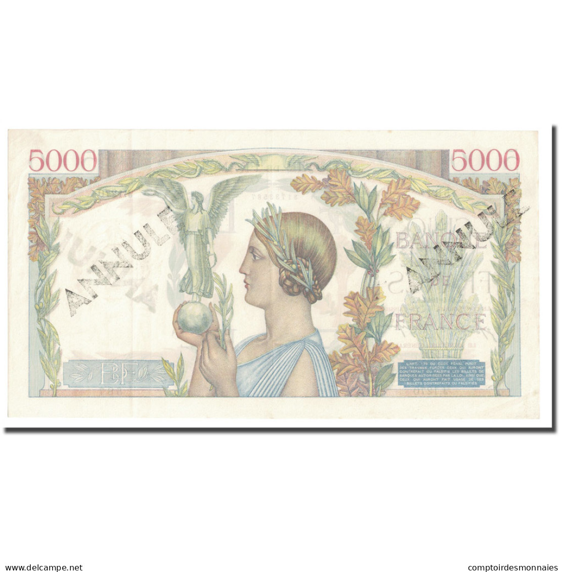 France, 5000 Francs, Victoire, 1944, 1944-04-06, SUP, Fayette:46.51, KM:97e - 5 000 F 1934-1944 ''Victoire''