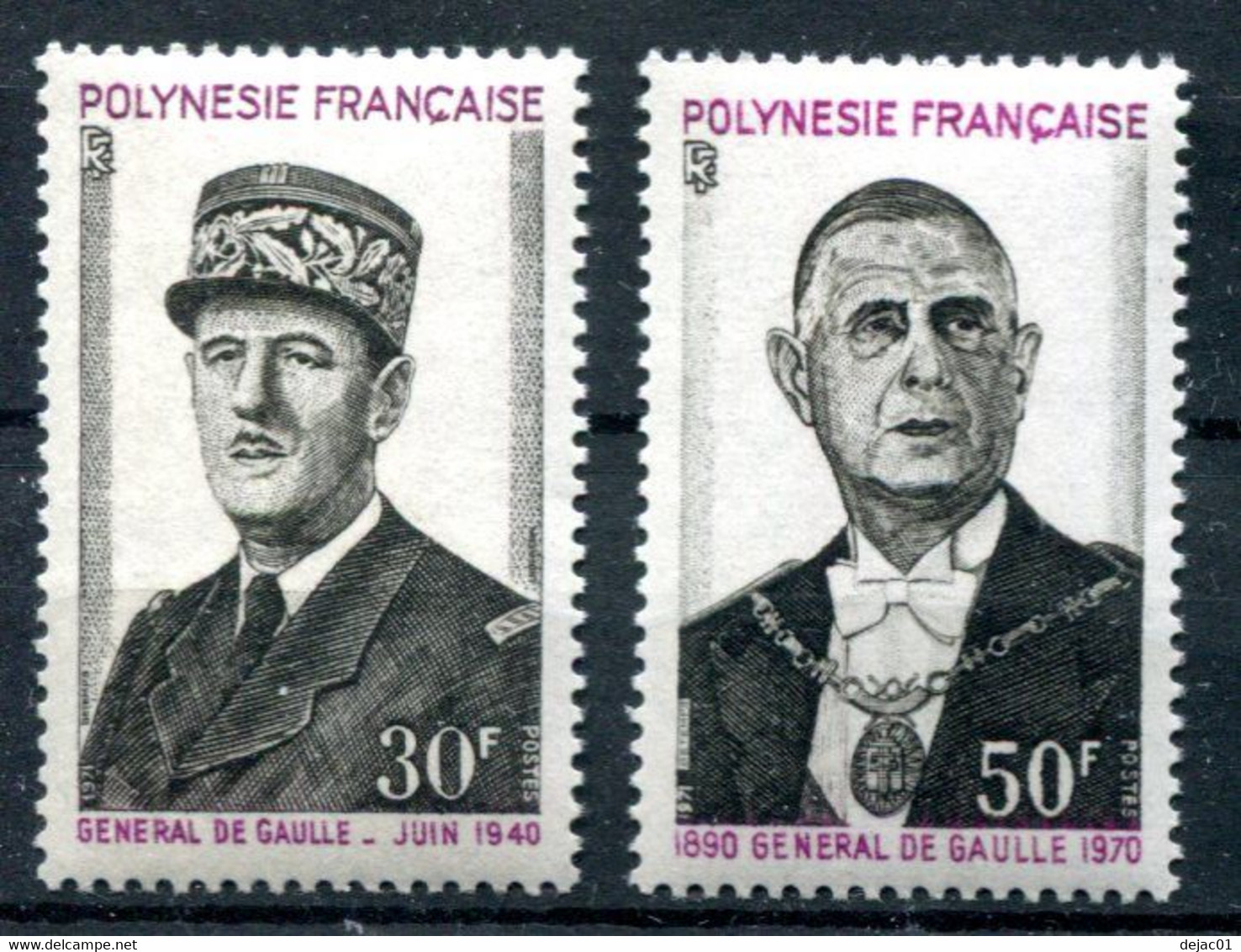 Thème Général De Gaulle - Polynésie - Yvert 89 & 90 - Neuf Xxx - Cote 55,50 - Lot 299 - De Gaulle (General)