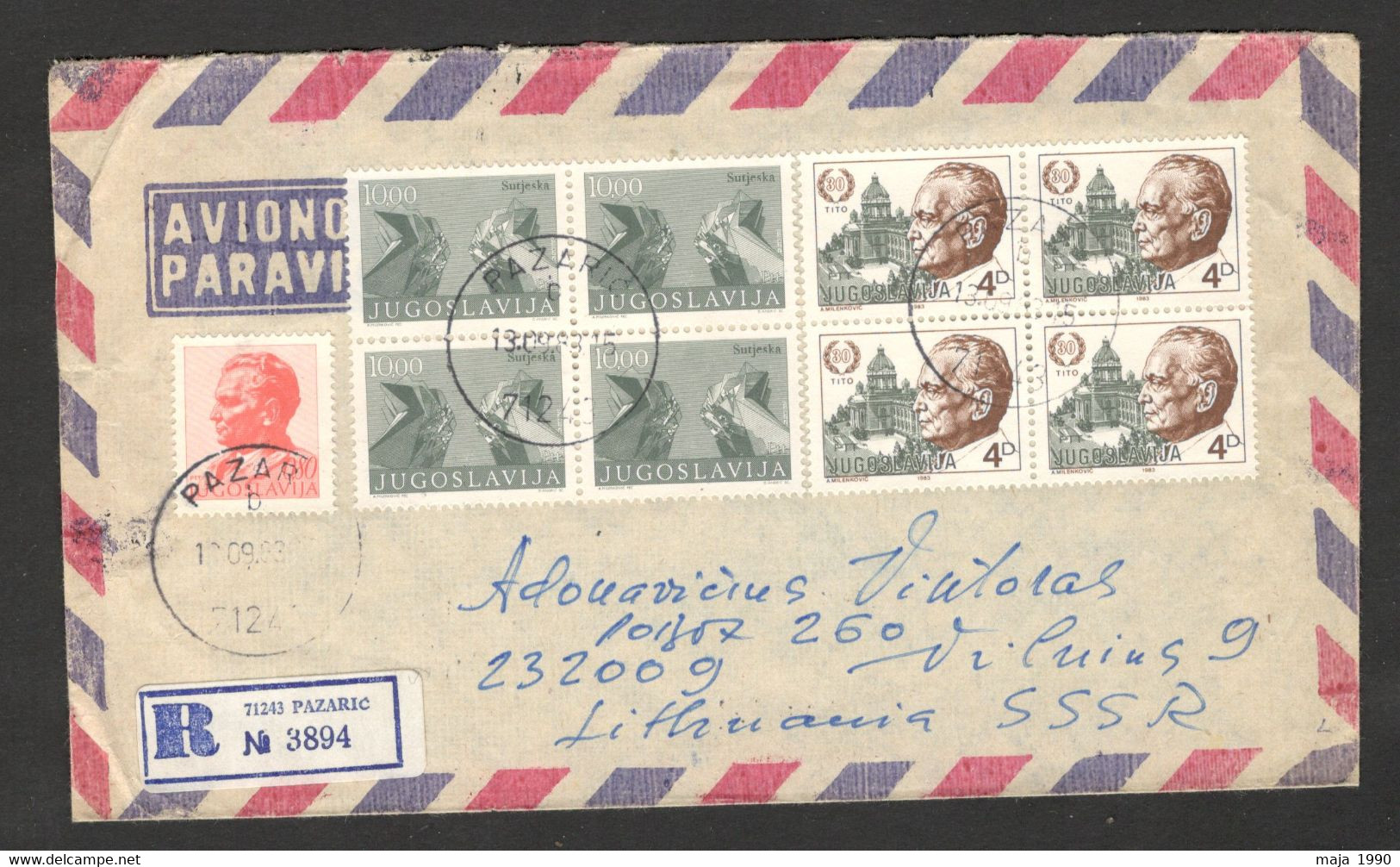 YUGOSLAVIA TO RUSSIA - NICE "R" MULTI-FRANKED LETTER - 1983. - Andere & Zonder Classificatie