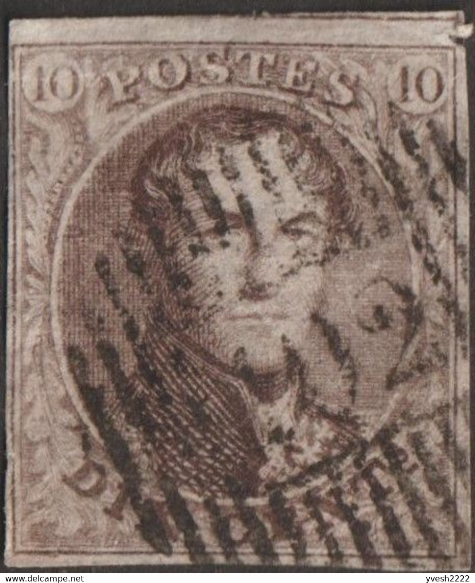 Belgique 1858 COB 10A,  10 C Léopold Ier D 102 Lodelinsart - Oblitérations à Barres: Distributions