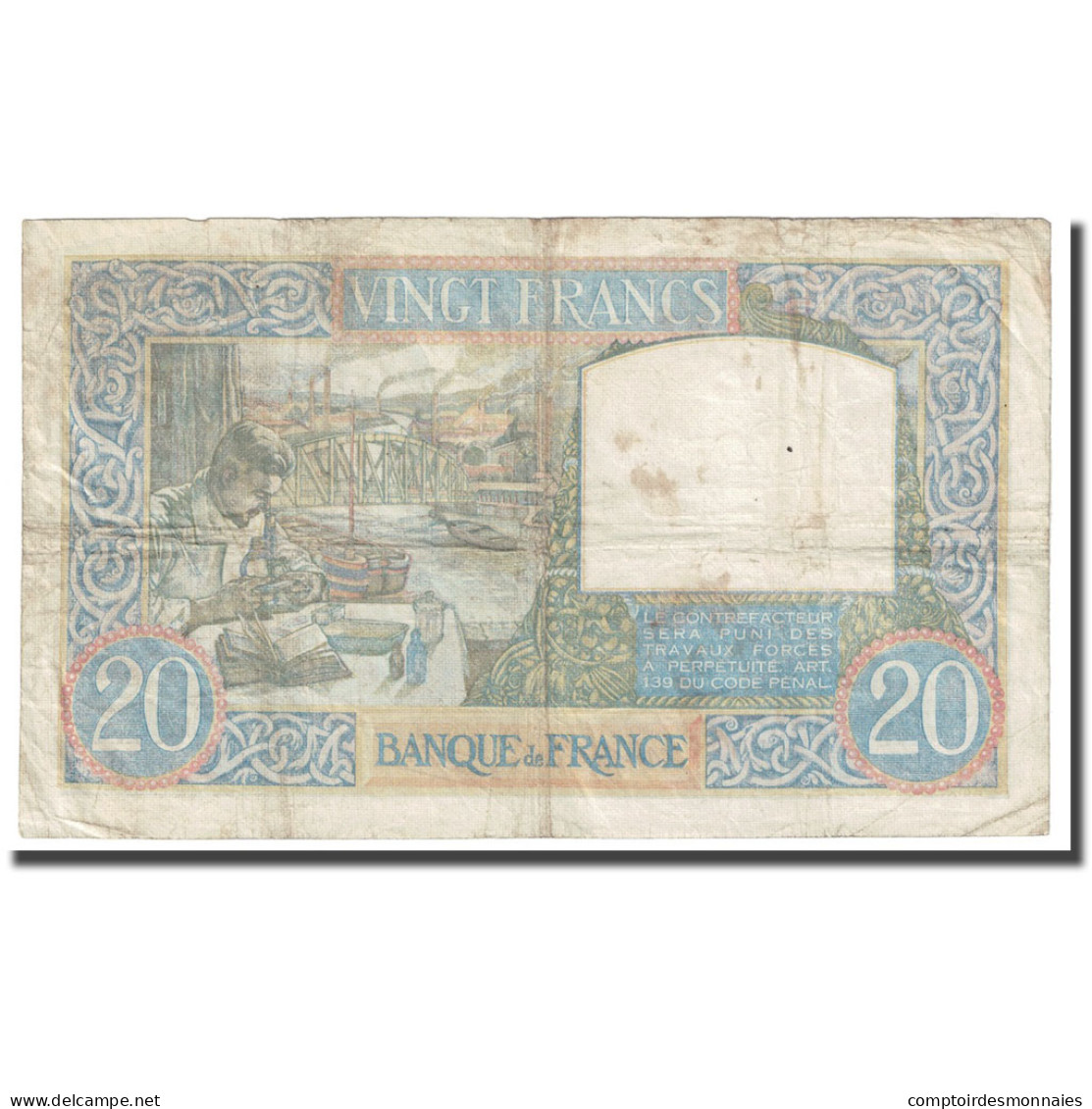 France, 20 Francs, Science Et Travail, 1940, 1940-08-22, TB, Fayette:12.06 - 20 F 1939-1942 ''Science Et Travail''