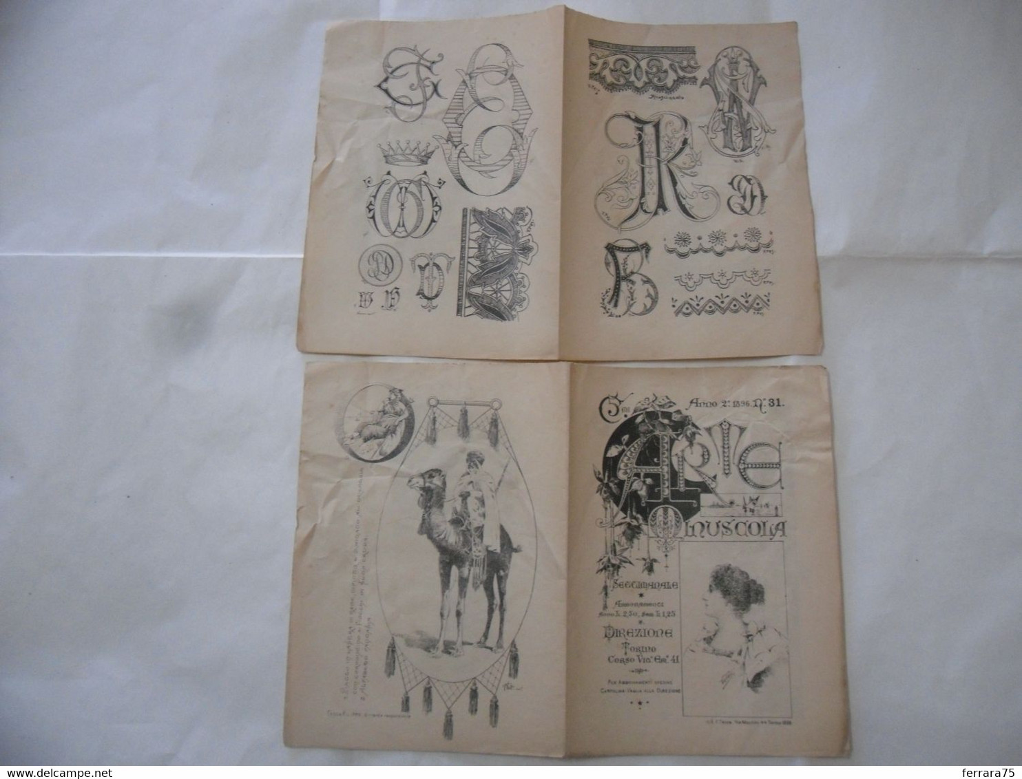 ARTE MINUSCOLA LEZIONE DI DISEGNO ARTE MODA ARALDICA LIBERTY SCRITTURA 1896-21 - Libri Antichi
