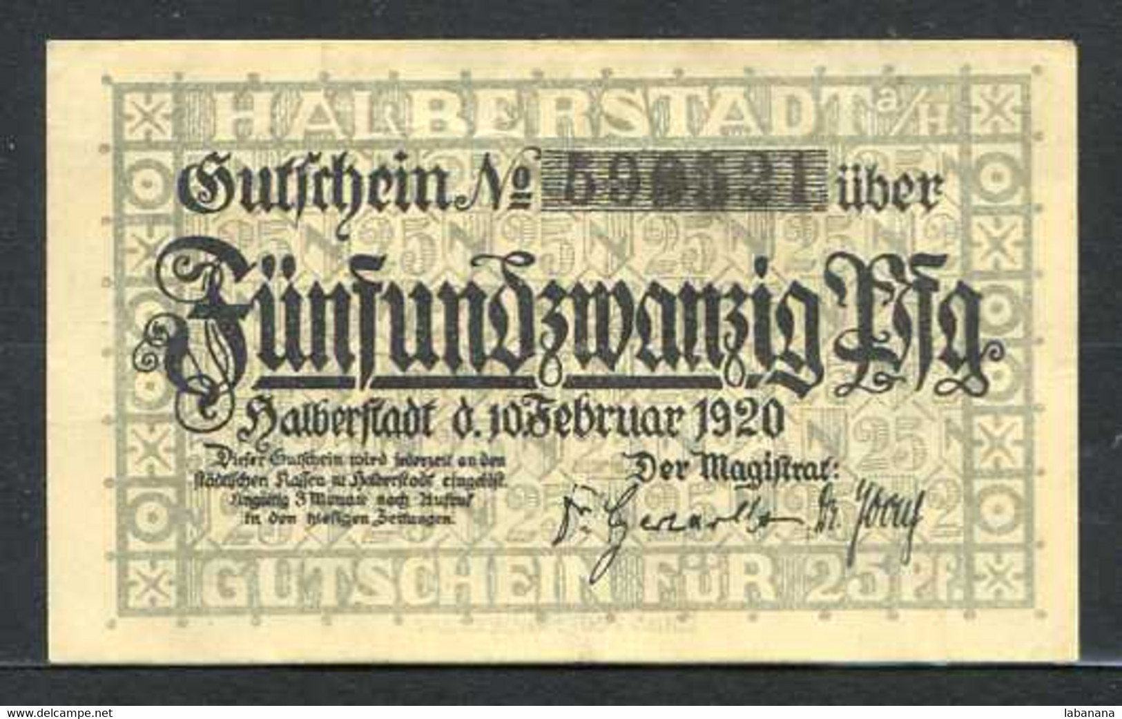 257-Halbertstadt 10 Et 25pf 1920 - [11] Local Banknote Issues