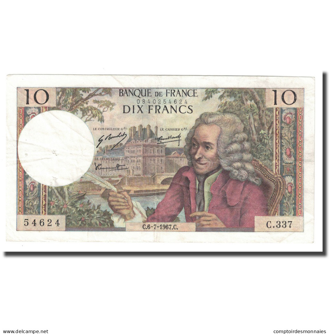 France, 10 Francs, Voltaire, 1967, 1967-07-06, SUP, Fayette:62.27, KM:147c - 10 F 1963-1973 ''Voltaire''