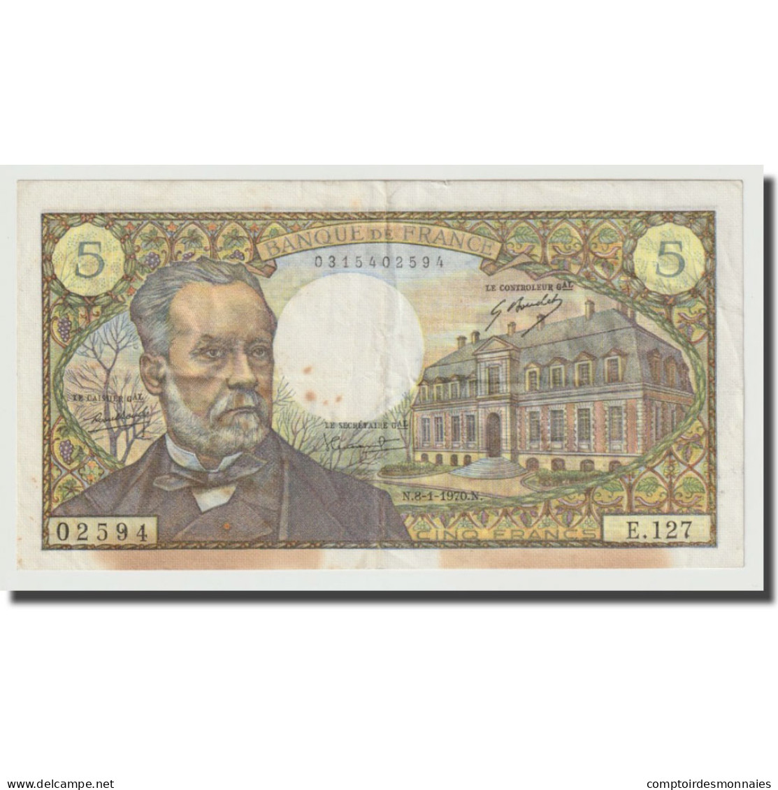 France, 5 Francs, Pasteur, 1970, 1970-01-08, TB+, Fayette:61.12, KM:146b - 5 F 1966-1970 ''Pasteur''