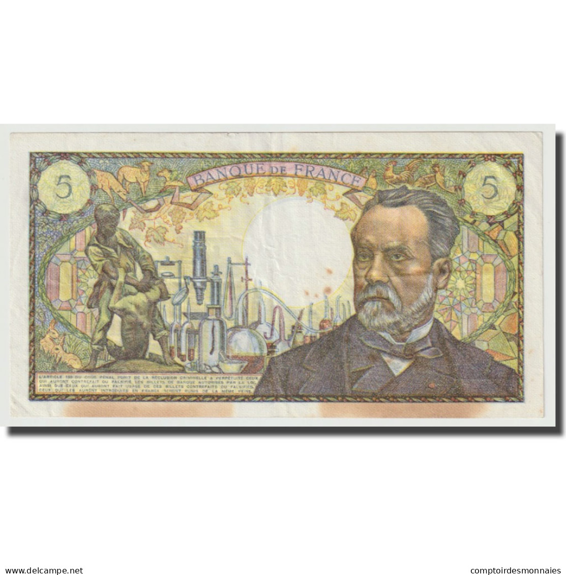 France, 5 Francs, Pasteur, 1970, 1970-01-08, TB+, Fayette:61.12, KM:146b - 5 F 1966-1970 ''Pasteur''