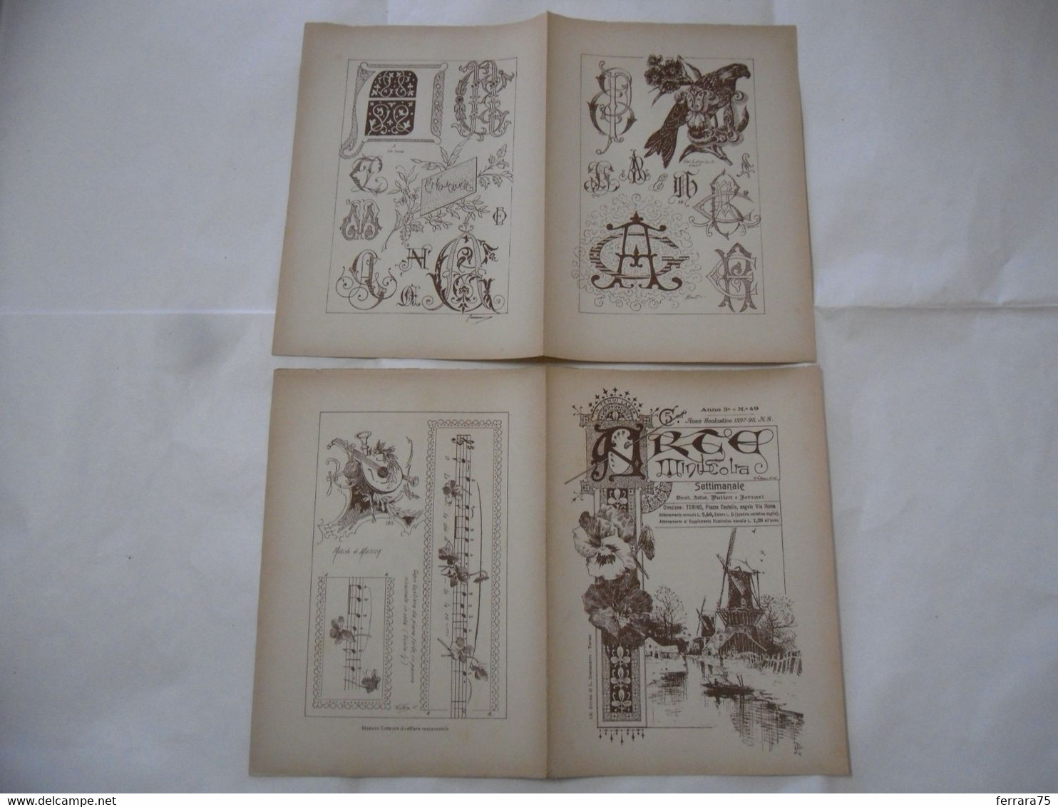 ARTE MINUSCOLA LEZIONE DI DISEGNO ARTE MODA ARALDICA LIBERTY SCRITTURA 1897-26 - Libri Antichi