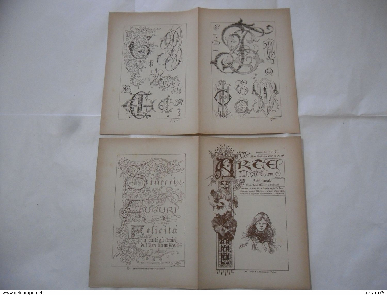 ARTE MINUSCOLA LEZIONE DI DISEGNO ARTE MODA ARALDICA LIBERTY SCRITTURA 1897-27 - Libri Antichi
