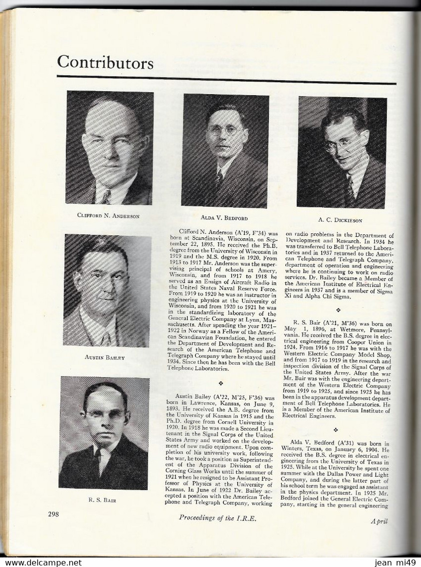 LIVRE - PROCEEDINGS OF THE I.R.E. - AVRIL 1939 - Institue Of Radio Engineers - - 1900-1949