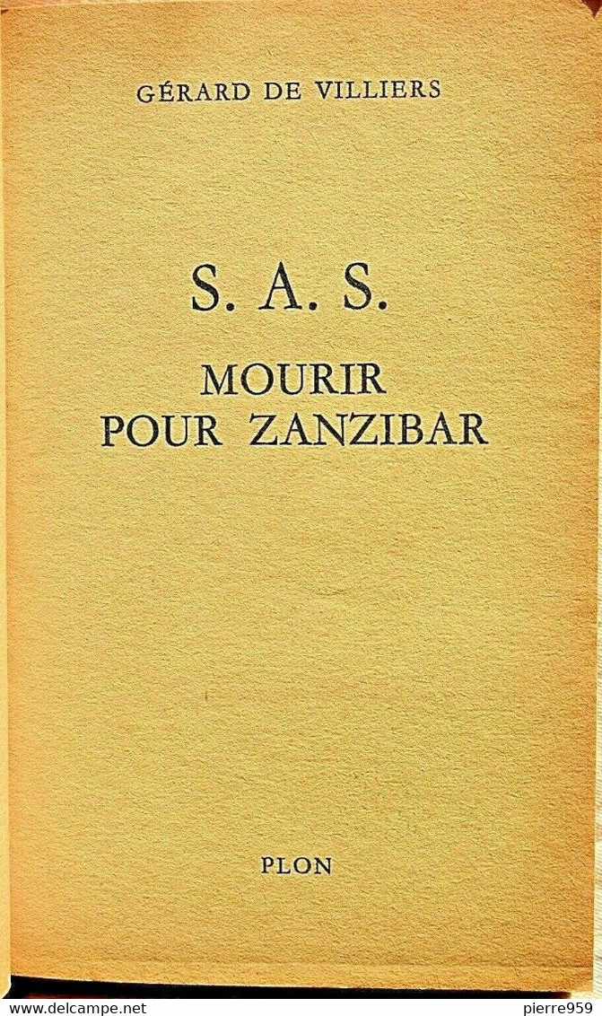 SAS Mourir Pour Zanzibar - Gérard De Villiers - Plon