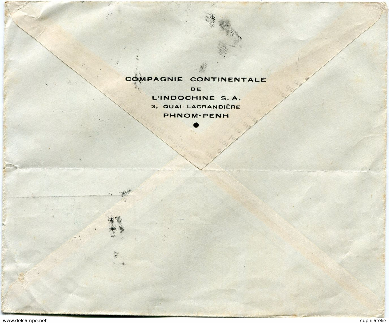 CAMBODGE LETTRE  PAR AVION AVEC CACHET BILINGUE " 3-11-51........" DEPART PHNOMPENH 3-11-1951 CAMBODGE POUR LA FRANCE - Cambodja