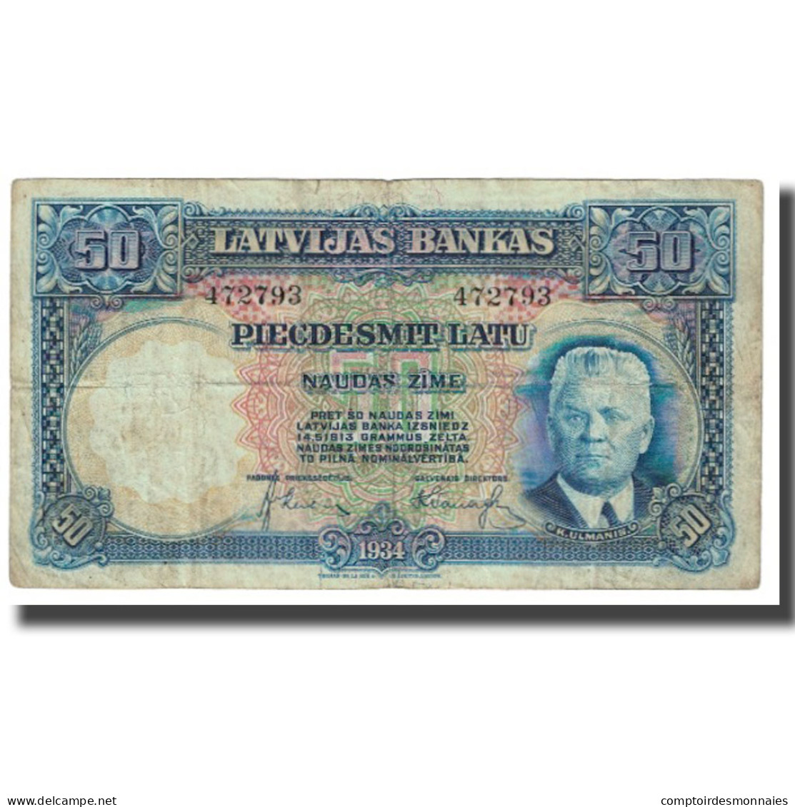 Billet, Latvia, 50 Latu, 1934, KM:20a, TB - Latvia