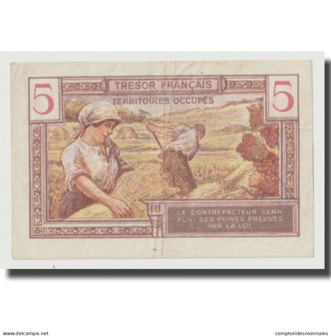 France, 5 Francs, 1947 French Treasury, Undated (1947), TTB, Fayette:VF29.1 - 1947 Staatskasse Frankreich