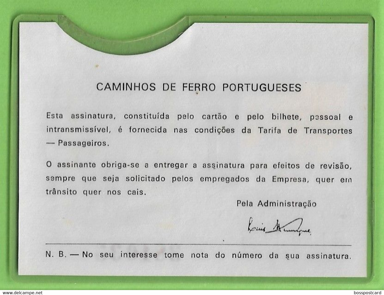 Cascais - Passe Da CP - Caminho De Ferro - Bilhete - Ticket - Billet - Caminho De Ferro - Railway Chemin De Fer Portugal - Non Classificati