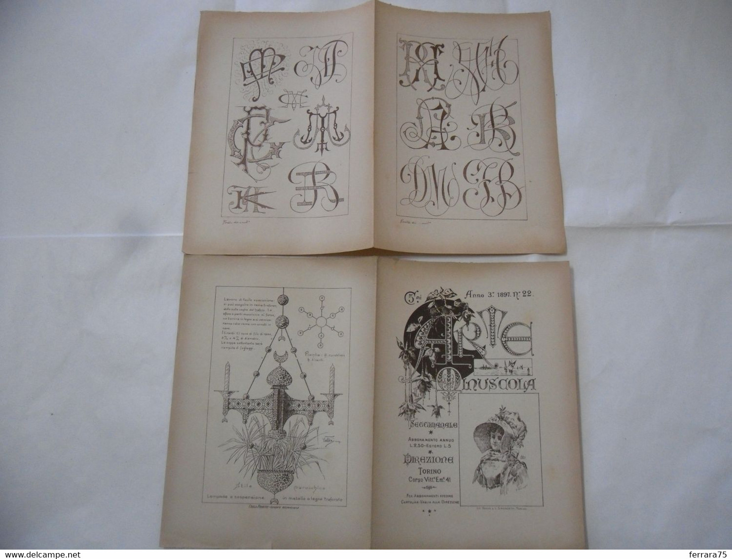 ARTE MINUSCOLA LEZIONE DI DISEGNO ARTE MODA ARALDICA LIBERTY SCRITTURA 1897-31 - Libri Antichi
