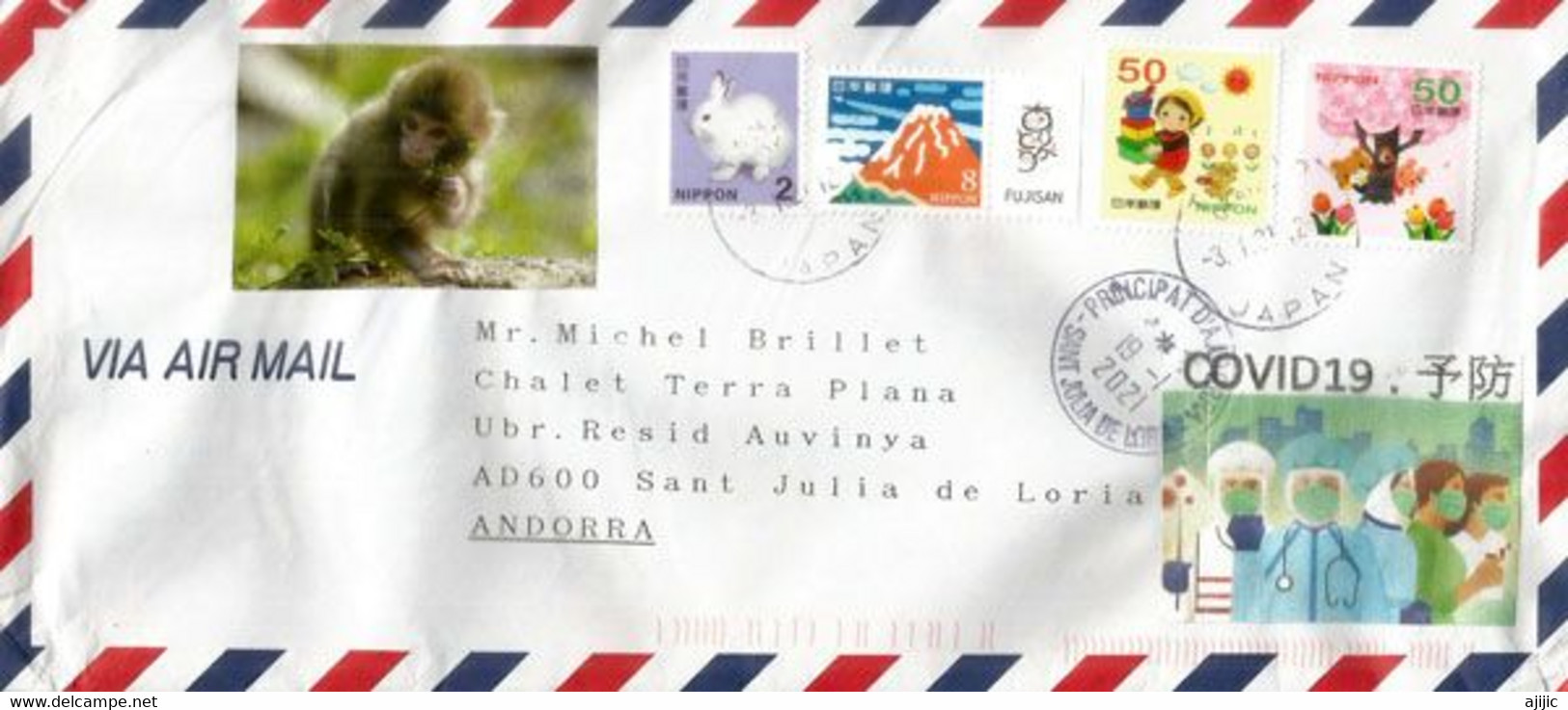 2020 COVID-19/CORONAVIRUS.Philatelic Letter From Okayama/Japan Sent To Andorra, W/arrival Postmark Andorra - Sonstige & Ohne Zuordnung