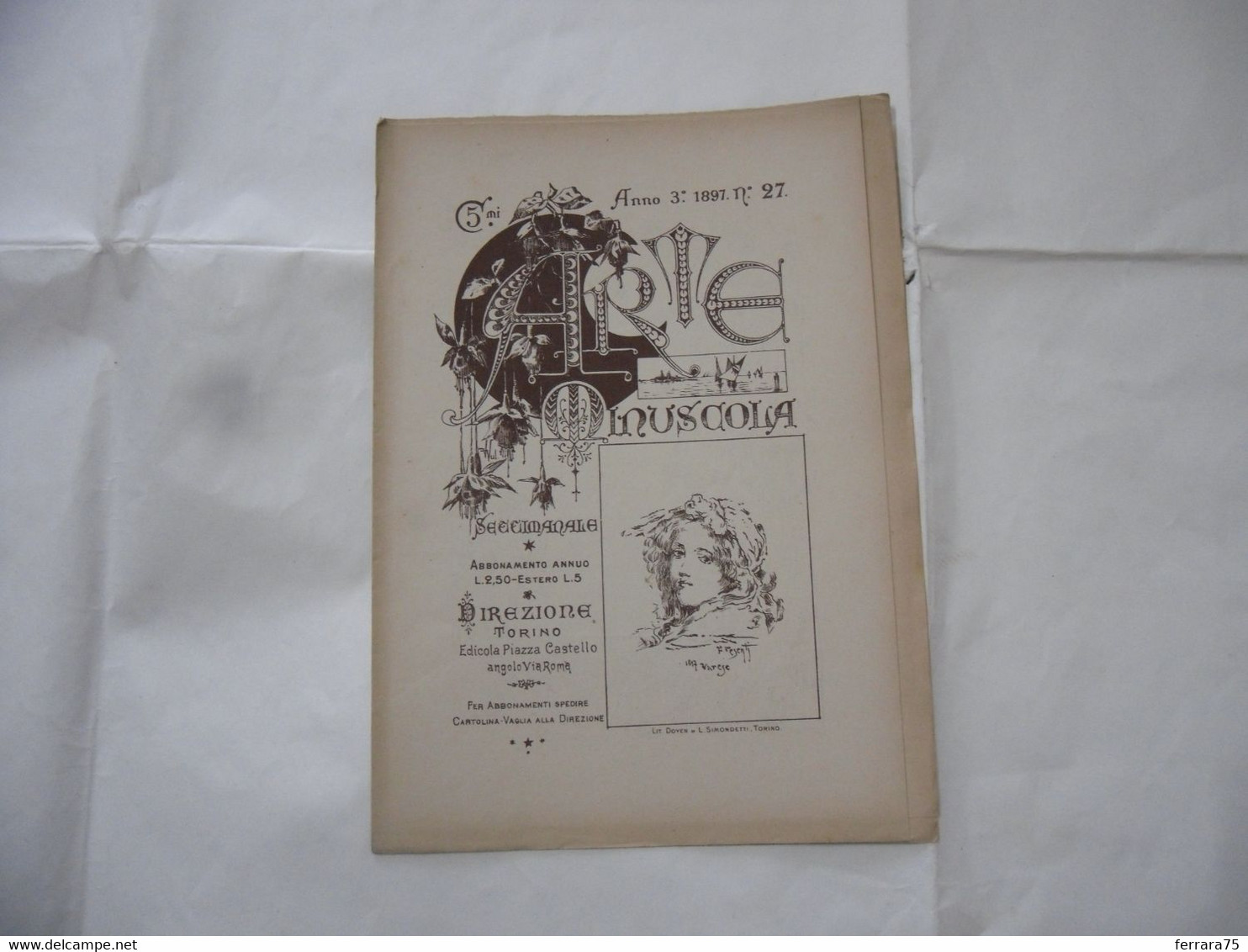 ARTE MINUSCOLA LEZIONE DI DISEGNO ARTE MODA ARALDICA LIBERTY SCRITTURA 1897-36 - Libri Antichi