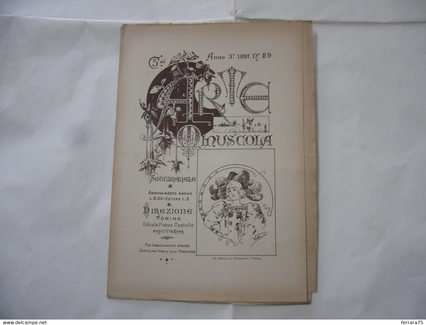 ARTE MINUSCOLA LEZIONE DI DISEGNO ARTE MODA ARALDICA LIBERTY SCRITTURA 1897-37 - Libri Antichi