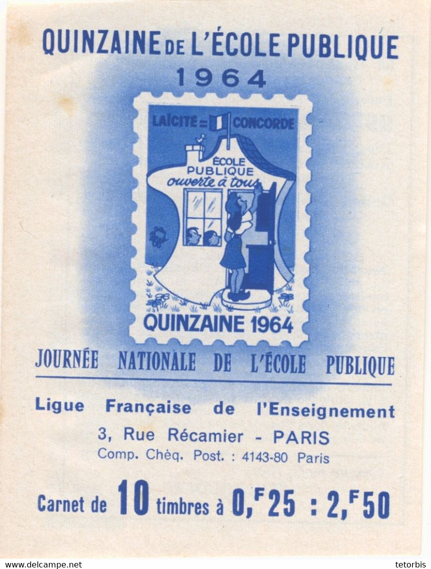 CARNET COMPLET QUINZAINE DE L'ECOLE PUBLIQUE 1964 - Blokken & Postzegelboekjes