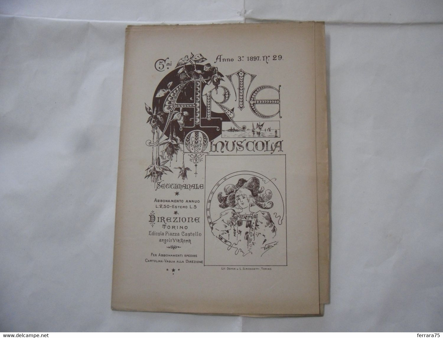 ARTE MINUSCOLA LEZIONE DI DISEGNO ARTE MODA ARALDICA LIBERTY SCRITTURA 1897-38 - Libri Antichi