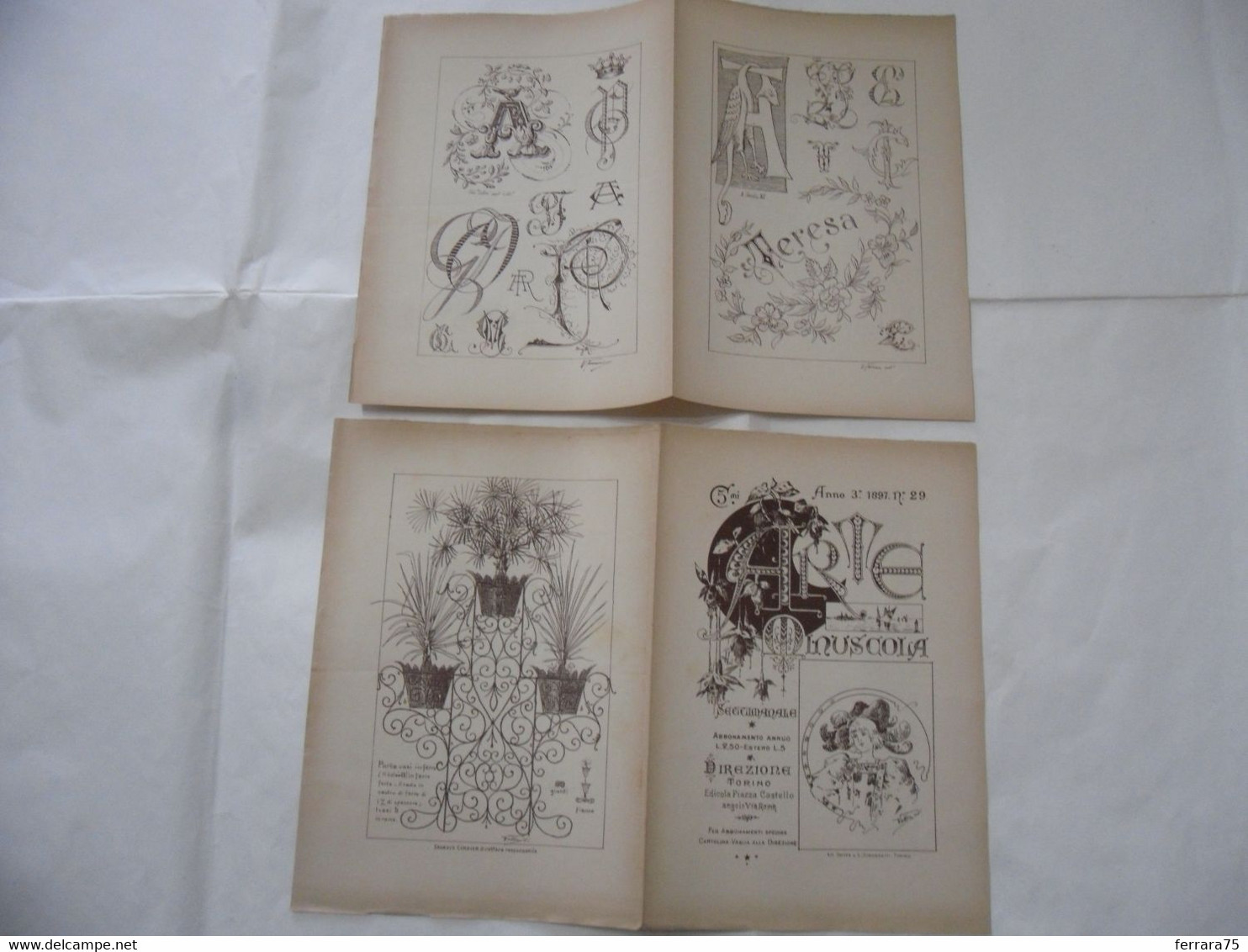 ARTE MINUSCOLA LEZIONE DI DISEGNO ARTE MODA ARALDICA LIBERTY SCRITTURA 1897-38 - Libri Antichi