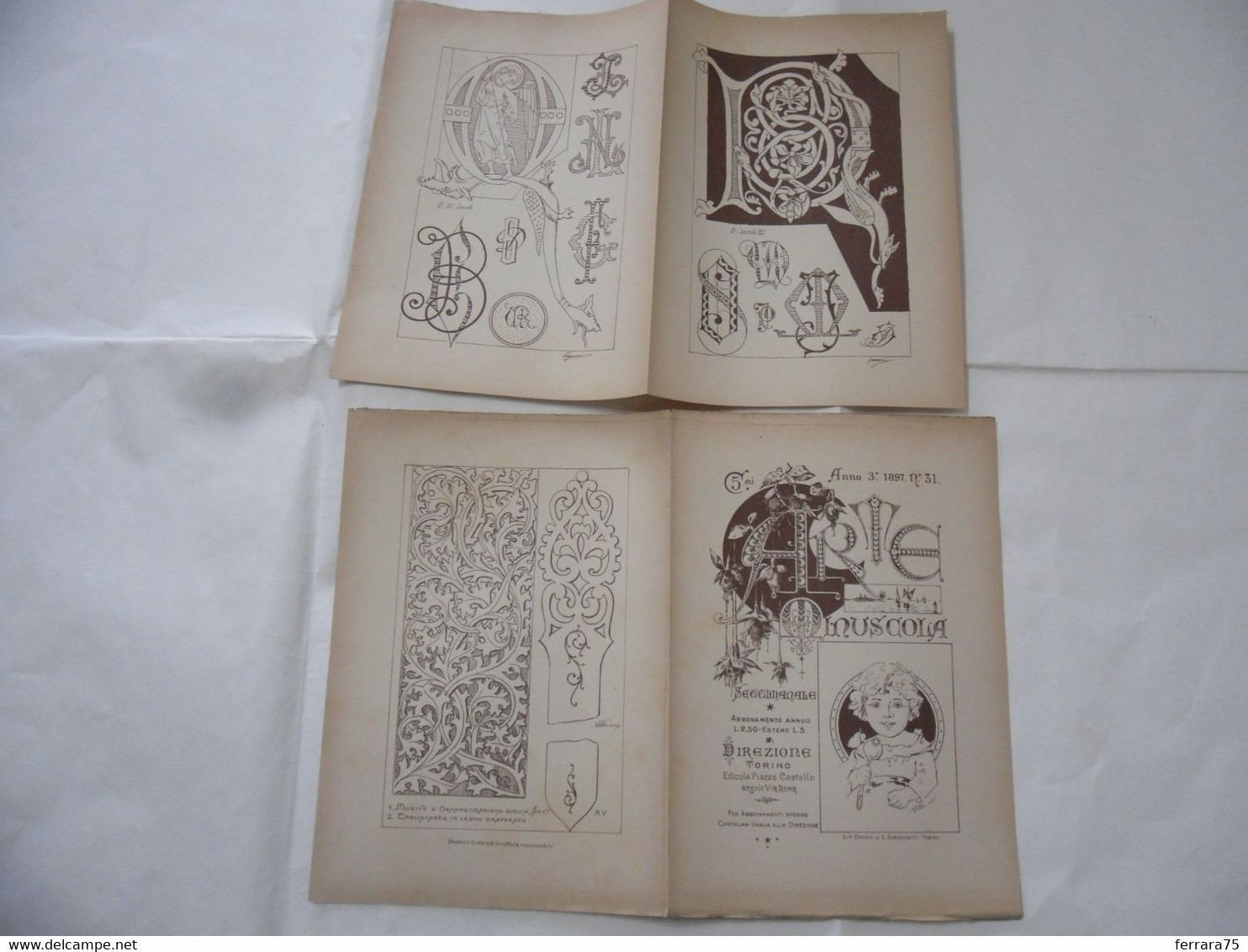 ARTE MINUSCOLA LEZIONE DI DISEGNO ARTE MODA ARALDICA LIBERTY SCRITTURA 1897-39 - Libri Antichi