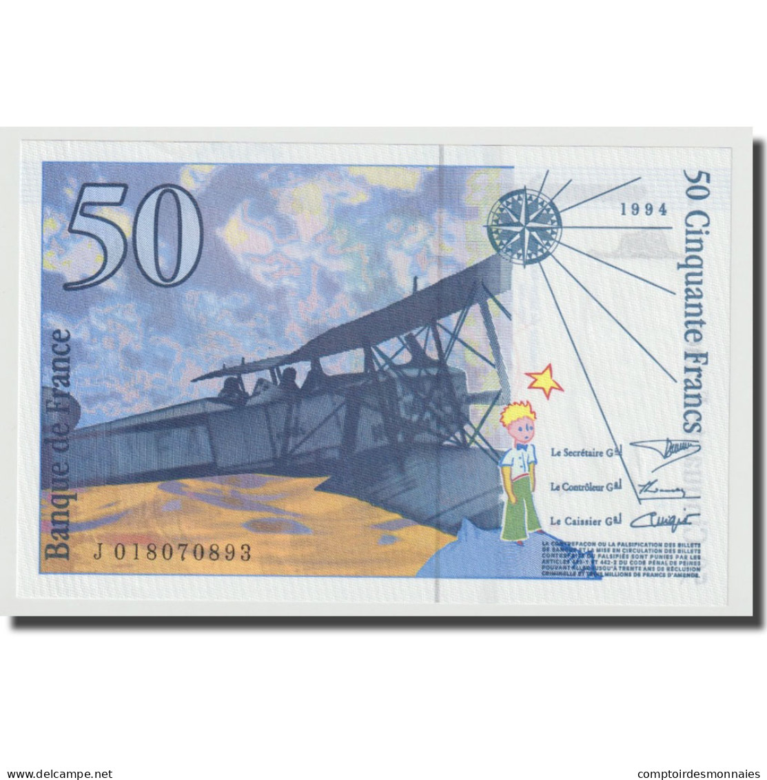 France, 50 Francs, St Exupéry, 1994, NEUF, Fayette:73.1b, KM:157Aa - 50 F 1992-1999 ''St Exupéry''