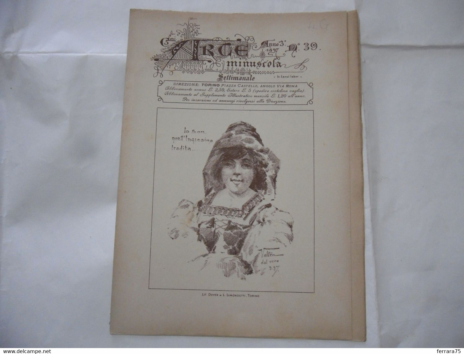 ARTE MINUSCOLA LEZIONE DI DISEGNO ARTE MODA ARALDICA LIBERTY SCRITTURA 1897-47 - Libri Antichi