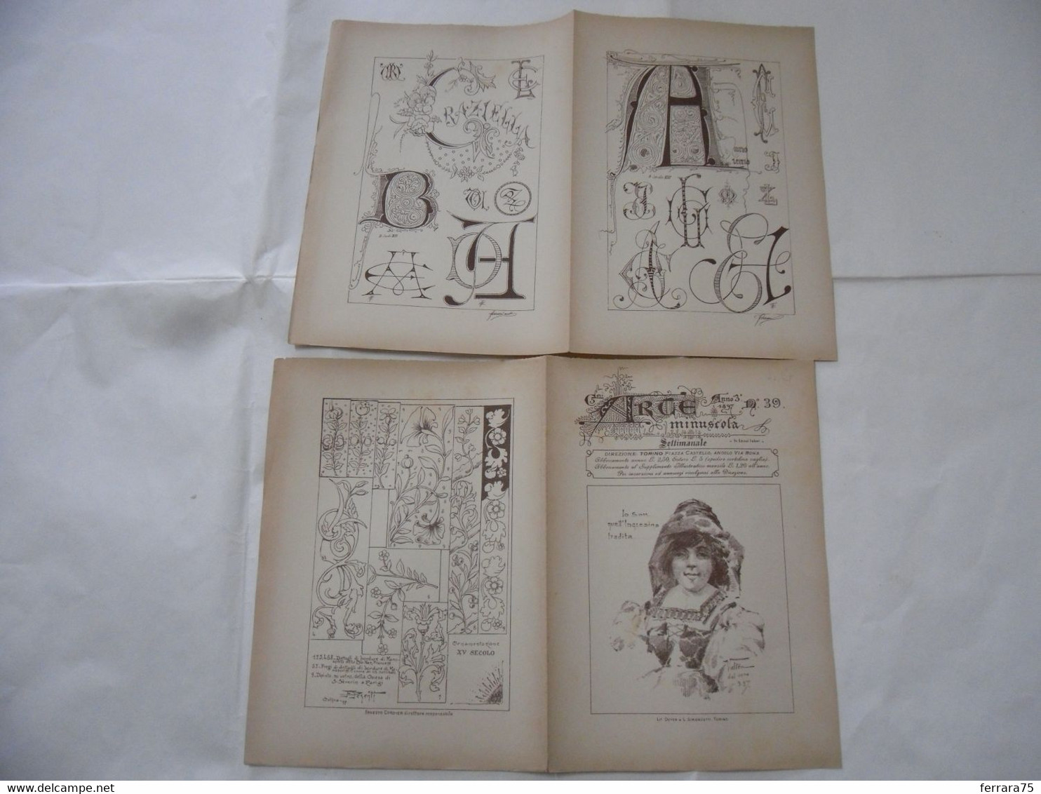 ARTE MINUSCOLA LEZIONE DI DISEGNO ARTE MODA ARALDICA LIBERTY SCRITTURA 1897-47 - Libri Antichi