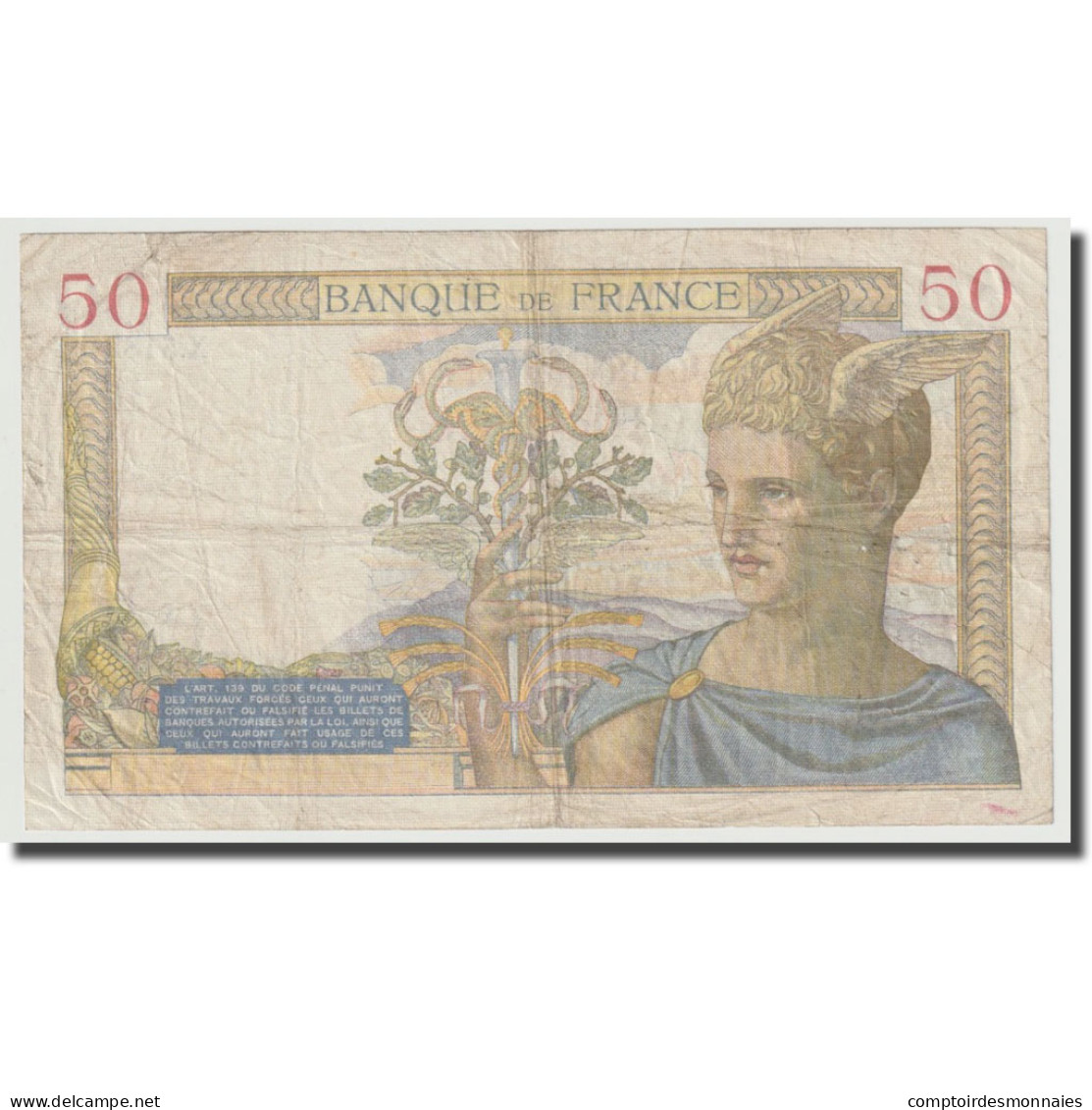 France, 50 Francs, Cérès, 1936, 1936-11-19, TB+, Fayette:17.5, KM:81 - 50 F 1934-1940 ''Cérès''