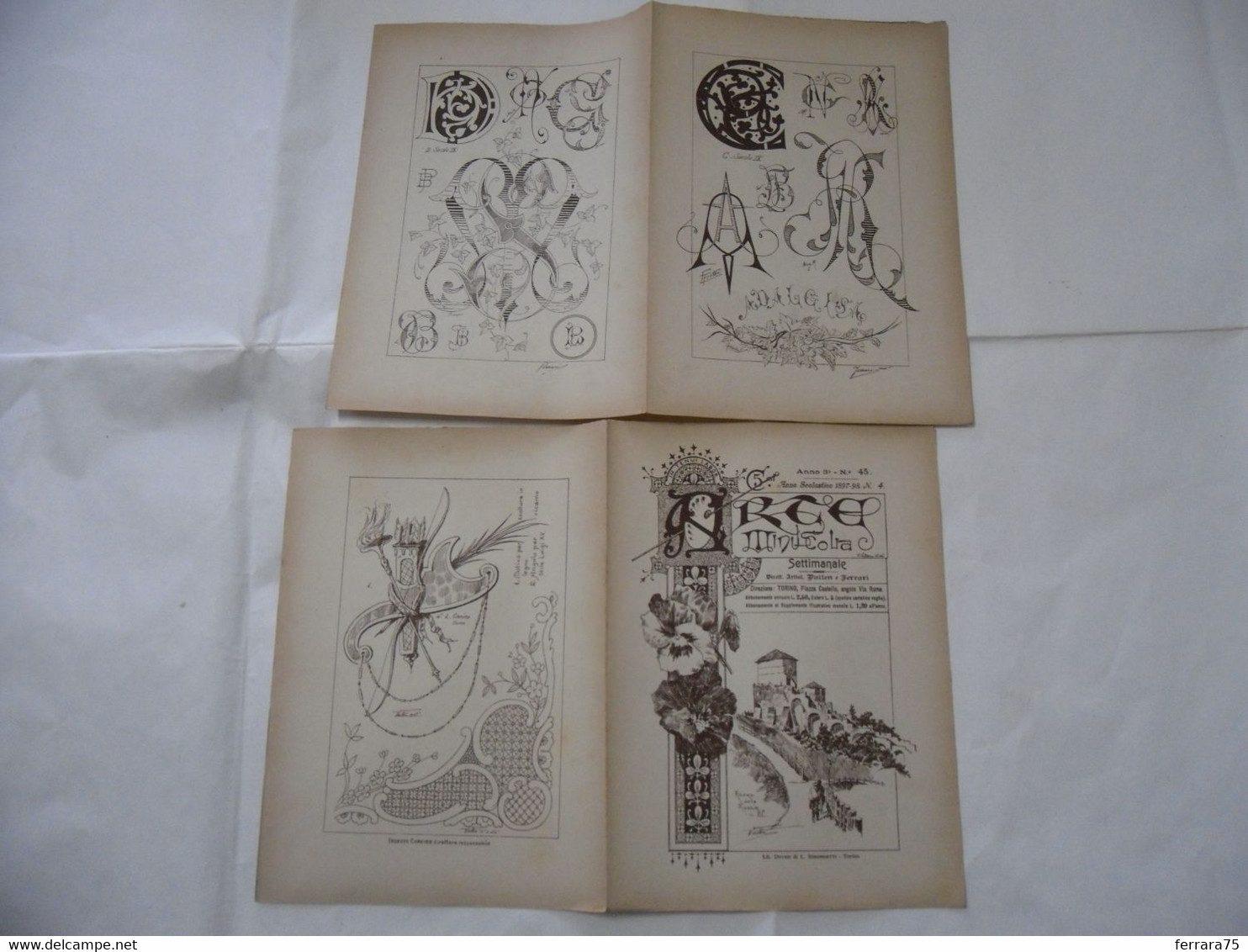 ARTE MINUSCOLA LEZIONE DI DISEGNO ARTE MODA ARALDICA LIBERTY SCRITTURA 1897-51 - Libri Antichi