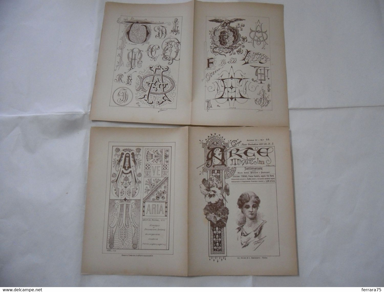 ARTE MINUSCOLA LEZIONE DI DISEGNO ARTE MODA ARALDICA LIBERTY SCRITTURA 1897-52 - Libri Antichi