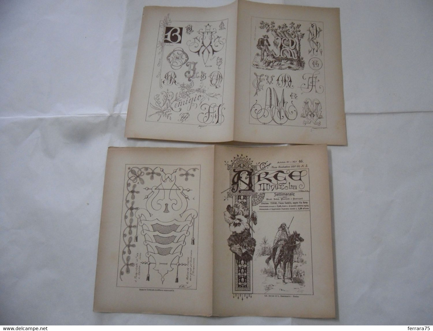 ARTE MINUSCOLA LEZIONE DI DISEGNO ARTE MODA ARALDICA LIBERTY SCRITTURA 1897-53 - Libri Antichi