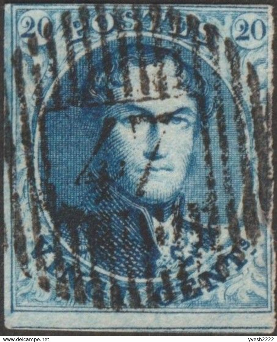 Belgique 1851 COB 7A,  20 C Léopold Ier Filigrane LL. D 47 Rance - Postmarks - Lines: Distributions